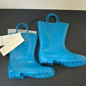 Blue Waterproof Rain and Snow Boots with Pull Handles